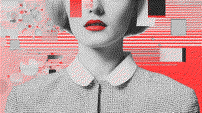 Immagine che ritrae un mezzo volto con sofndo in stile astratto